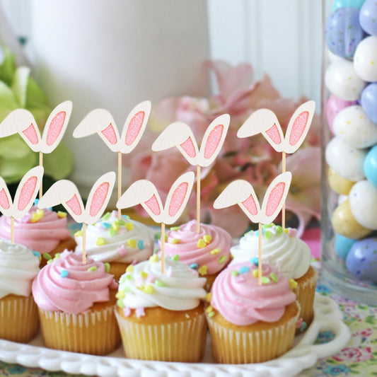 60 x Bunny Ears Cupcake Toppers