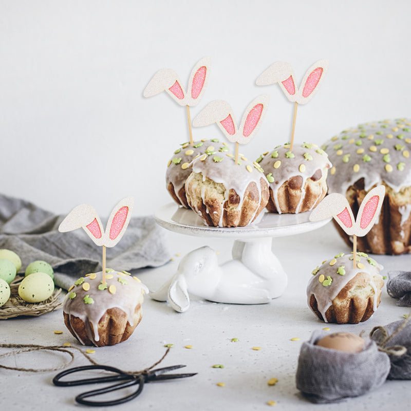 60 x Bunny Ears Cupcake Toppers