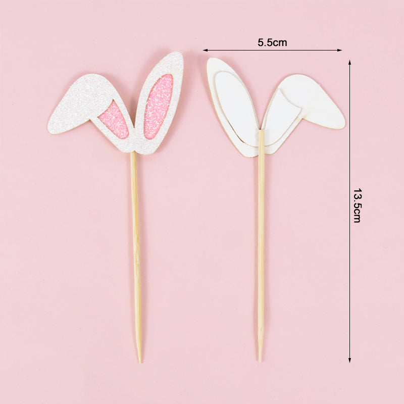 60 x Bunny Ears Cupcake Toppers